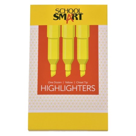 SCHOOL SMART HIGHLIGHTER YELLOW PEN P/12 PK HY100200-12Yellow